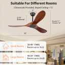 52 Inch Wood Ceiling Fan no Light, Outdoor Ceiling Fans Without Lights with Remote Control, 3 Blades Outdoor Walnut Propeller for Patio, Indoor, Living Room, Bedroom, Porch, Farmhouse