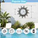 Garden Outdoor Clocks with Thermometer and Hygrometer Combo, Silent No-Ticking Outdoor Wall Clocks, Waterproof Outdoor Clocks Vintage Copper Sun, 18.5 Inch