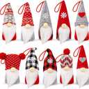 WEMEMORN Swedish Tomte Xmas Gnome Set of 10, Handmade Plush Dolls, Scandinavian Santa Elf Table & Tree Hanging Ornaments