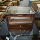 Walnut Wood & Glass Storage Cabinets Desktop Organizers Countertop with Drawers (SYJ-SCWD02)