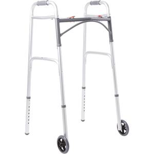 McKesson Folding Walkers with Wheels, Aluminum, 32 in to 39 in, 350 lbs Weight Capacity, 1 Count