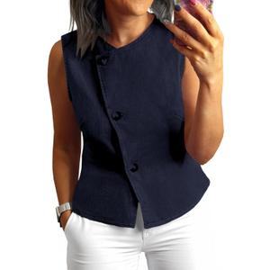 UNCLECAT Women Denim Vest Tops Sleeveless Jean Shirts Jacket Waistcoats, One Size