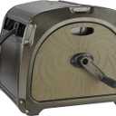 Giraffe Tools SW5-100ft Metal Hose Reel Box, 100 ft Rubber Hose Garden Hose Storage Heavy Duty Reel Hideaway, Crank Handle, 100ft 5/8" Hose, Green