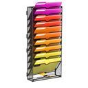 5Tier Over the Door File Organizer, Stackable Hanging Wall Files Rack with Door Hooks Wall Organizers, SVertical Wall File Storage with Tag for Office Home and Work Easy Organizing  Black