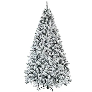 7.5 ft. Unlit Premium Snow Flocked Hinged Artificial Christmas Tree with Metal Stand