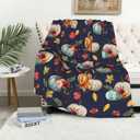 JOOCAR Fleece Throw Blankets, Fall Decor Throw Blanket with Pumpkins Leaves on Blue Background for Couch Sofa Bed, Luxury Soft Lightweight Fuzzy Cozy Flannel Blanket Autumn Decor 40" x 50"