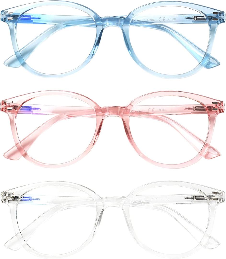 SIGVAN Progressive Multifocus Reading Glasses Blue Light Blocking Women Men Computer Eyeglasses Spring Hinge Readers (3 Mix-2, 1.75)