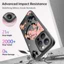 FUNMIKO Case for iPhone 14 Pro - Wireless Charging & Military-Grade Protection - Wildflower Design for Women Girls, Non-Slip Matte Cover Shock-Absorbing Corners - Black and Pink Cherry Blossoms