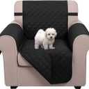 U-NICE HOME Recliner Chair Covers Reversible Chair Cover Pet Covers for Dogs with Elastic Straps Water Resistant Diamond Quilted (23''Armchair, Black/Black)