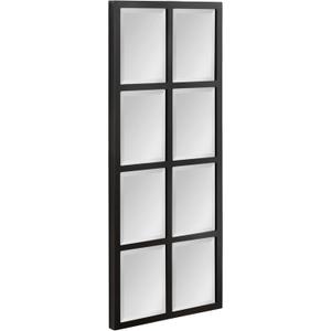 Kate and Laurel Stryker Transitional Panel Wall Mirror, 17 x 42, Black, Modern 8-Pane Tall Window Mirror for Use as Entryway Mirror or Bedroom Mirror Decor (42"L x 17"W)