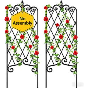 Amagabeli Garden Trellis for Climbing Plants 47 x 16 Rustproof Black Iron Plant Trellis Potted Vines Vegetables Flowers Patio Metal Wire Lattices Grid Panels for Ivy Cucumbers Clematis 2 Pack GT03