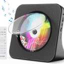 Gueray Portable CD Player, Bluetooth CD Kpop Player for Desktop with HiFi Sound Speaker, FM Radio CD Music Player for Home with Remote Control, Dust Cover, LED Screen, Support AUX/USB, Headphone Jack (Black)