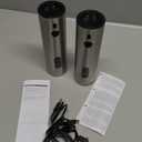 CIRCLE JOY Rechargeable Electric Salt and Pepper Grinder Set, 2-speed Stainless Steel Automatic Pepper Mill Grinder w/Charging Base, Adjustable Coarseness, LED Light, 110ml Large Capacity Top Fill