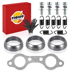 Exhaust Manifold Gasket Spring Rebuild Kit - Compatible Polaris Ranger 700 800 (2006-2014) Sportsman 600 700 (2002-2007) Touring X2 (2009-2012) Electroplated Black Rust-Proof
