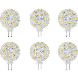 12V G4 LED Bulb 3W Bi-Pin LED Disc Light Bulb 20-30 Watt Equivalent Daylight White 6000K for Puck Lights in RV Trailers Campers Automotive Marine Landscape Lighting 6pcs