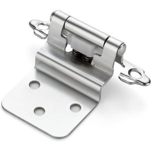 Home Expert 4 Pack (2 Pairs) 3/8 Inch Inset Cabinet Hinges, Self-Closing Face Mount Hinges with Door Bumpers, Polished Chrome for Kitchen Cabinets, Bathroom Vanities, Furniture Doors