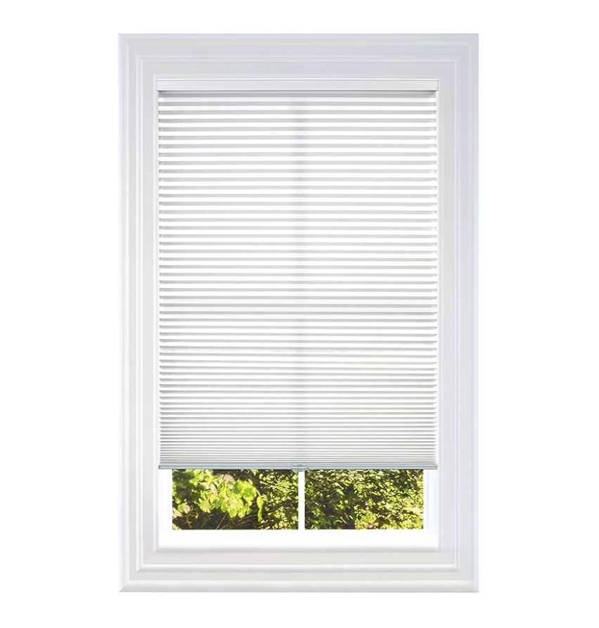 BlindsAvenue Cellular Honeycomb Cordless Shade, 9/16" Single Cell, Light Filtering, White, Size: 31" W x 72" H