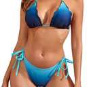 JOYBIK Women's Two Piece Sexy Bikini Swimsuit Triangle Halter Top with Tie Side Bottom String Bikini Sets Size L