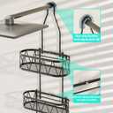 HapiRm Hanging Shower Caddy, Rustproof & Waterproof Shower Organizer with Soap Holder & 4 Hooks, No Drilling Hanging Bathroom Shelf for Bathroom - Black