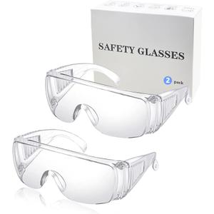 JING LEI 2 pack of Safety Glasses Anti Fog Goggles Vented Sides Shields Transparent PC Frame Spectacles for Lab Medical and Daily Use (2pack Clear Lens)