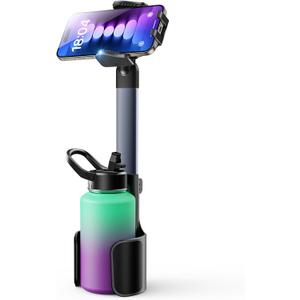 2 in 1 Cup Holder Cell Phone Holder Mount for Car Aluminum Alloy Rod Cup Phone Holder for Car Bottle Free Cupholder Cellphone Holder Easy Use & Stable & Universal Fit 2.5-4'' Cup Holder (Cobalt Blue)