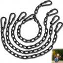 4 Pack 25in Heavy Duty Swing Chains with 8 Carabiners, Black Stainless Steel Hanging Chains with Hooks for Hammock Chair, Porch Swing, Hanging Basket, Gym, 1200LB Capacity