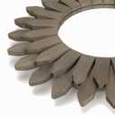 Honiway Farmhouse Wall Decor Mirror 12 inch Sunburst Boho Wood Mirror Rustic Home Decor Room Decoration for Bedroom Living Room Weathered Grey