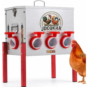 55LB Automatic Chicken Feeder,Large Metal Chicken Feeder with 8 Ports ,Adjustable Legs