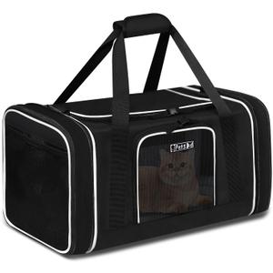 Petskd Length-Expandable Pet Carrier 18x11x11 Inches Delta American United Airline Approved, Soft Pet Travel Carrier for Small Cats Dogs with Zipper Locks and Anti-Scratch Mesh(Black)