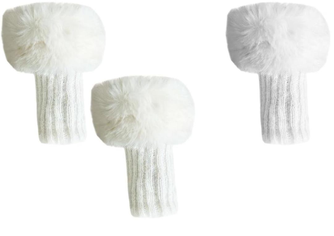 Tahonuss Women Faux Fur Leg Warmers Plush Leg Boot Covers Short Furry Fuzzy Boot Socks Topper Girls Winter Knitted Foot Cuffs (One Size, White)