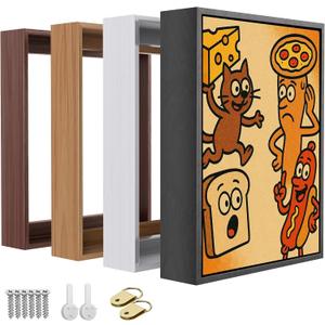 Canvas Floater Frame for 1 to 1 1/4 Deep Gallery-Wrapped Canvas, Modern Wood-Look Floating Frame for Finished Wall Art, Oil Paintings for Gallery Bedroom Studio, Made in USA(White,24x36inch)