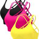 RUNNING GIRL Sports Bras for Women Pack Criss Cross Back Sexy Strappy Sports Bra Seamless Padded Yoga Bra with Removable Cups, M