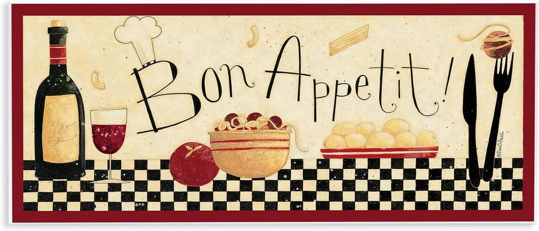 Stupell Home Dcor Bon Appetit Kitchen Wall Plaque, 7 x 0.5 x 17, Proudly Made in USA