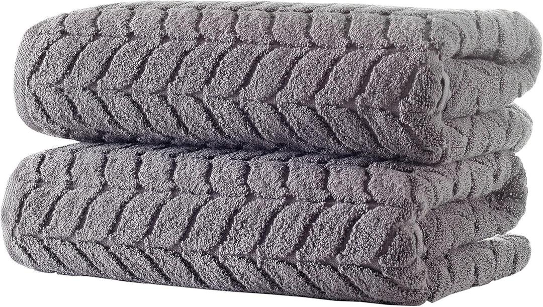 BAGNO MILANO Turkish Bath Towels, Soft Plush Luxury Bath Towels, Quick Dry Towel Set (Grey, 2 pcs Bath Towel Set)