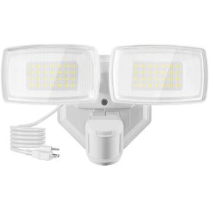 Onforu 32W Plug in Motion Sensor Lights Outdoor, 3200LM Motion Flood Light Dusk to Dawn, IP65 Waterproof Led Security Light Outside, 2 Heads Motion Activated Wall Light for Garage, Porch, Yard - White