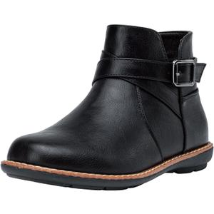 Vepose Womens 9005 Flat Ankle Boots, No Heel Round Toe Short Booties Size 9 (CJY9005 Black 09)