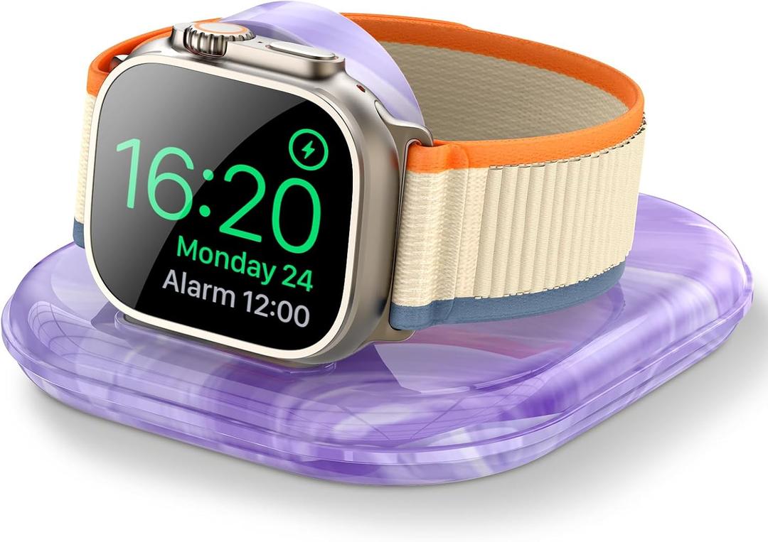 for Apple Watch Magnetic Charging Dock - Fast Magnetic Charger Stand, Compatible with Apple Watch Series 2/3/4/5/6/7/8/9/10/Ultra 1 2, Supports Nightstand Mode, Portable Design for Travel (Marble Purple)
