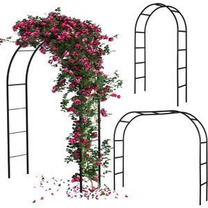 Gisafai 3 Pcs Metal Garden Arch Trellis Wedding Arches Pergola Arbor 7.9 Ft, Two Way Assemble, Durable Wedding Trellis Archway for Climbing Plants Outdoor Bridal Party Decoration (Black)