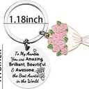 Siopue Aunt Birthday Gifts from Niece Nephew Auntie Inspirational Keychain for Women Aunty Christmas Gifts for Aunts Auntie Encouragement Keychains for Women (Silver, S)