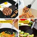 Silicone Cooking Utensil Set, 8Pcs Non-stick Cookware with Stainless Steel Handle, BPA Free Heat Resistant Kitchen Tools with Spatulas, Turners, Spoons, Skimmer and Pasta Fork