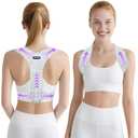 Posture Corrector for Women and Men, Upgraded Comfortable Upper Back Brace with Shoulder Pads & 3D Pad, Adjustable Back Straightener Support for Back, Shoulder and Neck (Gray-M)