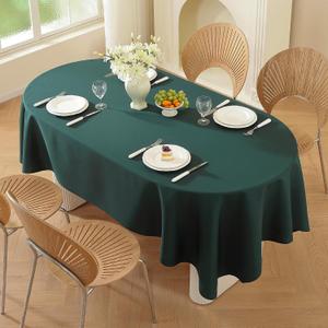 Classic Dark Green Oval Tablecloth - Made of Durable Plain Cloth, Heavy Duty & Wrinkle-Resistant, Smooth Surface for Party Restaurant Formal and Everyday Dining, Easy to Iron,60 x 84 Inch