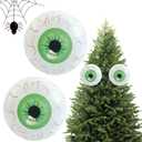 2PCS Giant Inflatable Eye Balls 24IN Halloween Decorations LED Light Up Bloodcharge Eyeballs Indoor Outdoor Decor for Scary Tree Ornaments Halloween Party Yard Garden Beach Pool Decor (Green)