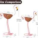 Set of 2 Pink Flamingo Outdoor Planters with Basket, Metal Flamingo Planter for Indoor Outdoor Garden Yard Decor (Flamingo-Planter)