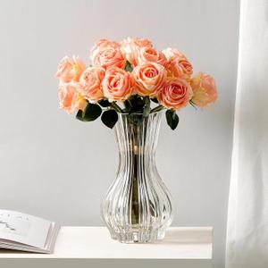 10" Decorative Modern Flower Vase for Floral Arrangements, Large Elegant Clear Glass Vase for Bouquet(Transparent) (Clear, 01)