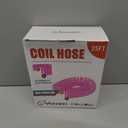 Yereen Coil Garden Hose 25FT, EVA Recoil Garden Hose, Transparent Self-coiling Water Hose with 3/4" Connector Fittings with 7 Function Spray Nozzle, Pink