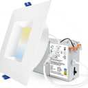 Adetu 4 Inch Anti-Glare LED Downlight,Dimmable Ceiling Light with 5CCT Reset,Selectable from 2700K to 5000K - 12W 1080LM, ETL Certified (White, 1 Pack Square)