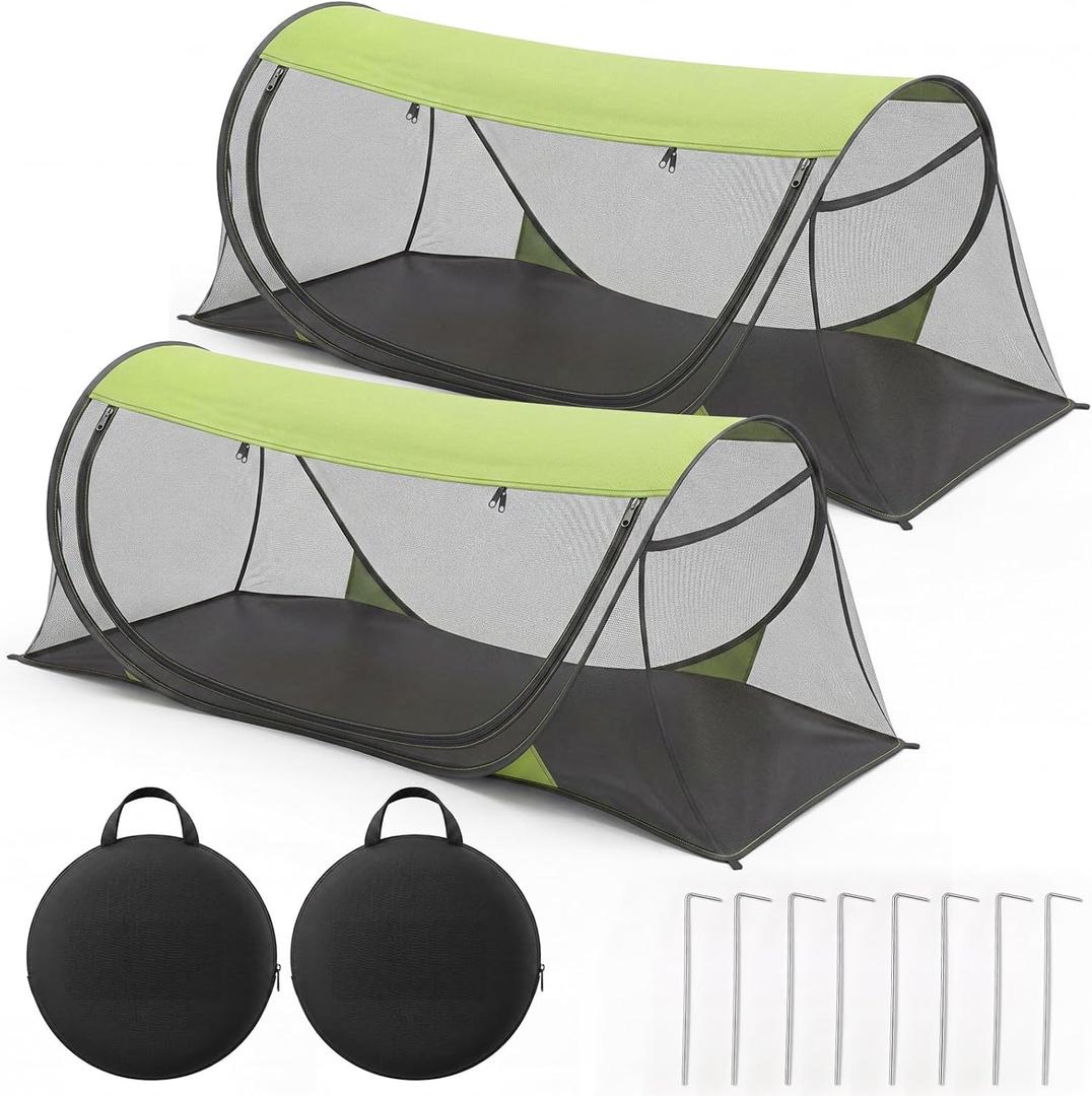 2 Pack Large Pop up Mosquito Tents 78 x 31 x 23 Inch Portable Foldable Mosquito Net with Bag and Stakes for Summer Camping Outdoor Athletes Indoor Travel Beach Bedroom