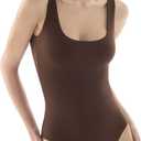 PUMIEY Bodysuit for Women Sleeveless Backless Tank Top Sharp Collection (Small, 03 Chocolate)