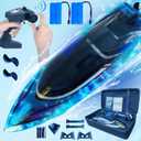 RC Boat with 2 Rechargeable Battery, 20+ MPH Fast Remote Control Boat for Pools and Lakes, 2.4G RC Boats Pool Toys for Adults and Kid (913-Blue)